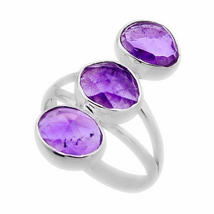 Ametyst broušený prsten stříbro Ag 925 51210 - 57 mm (US 8)