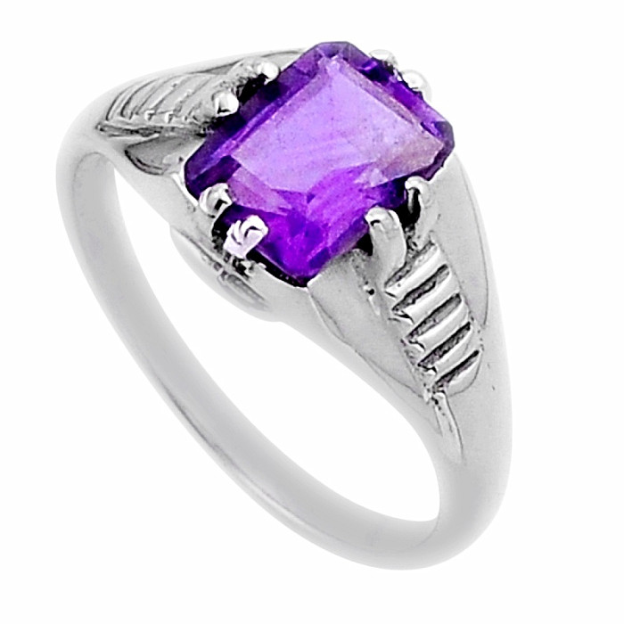 Ametyst broušený prsten stříbro Ag 925 54929 - 54 mm (US 7)