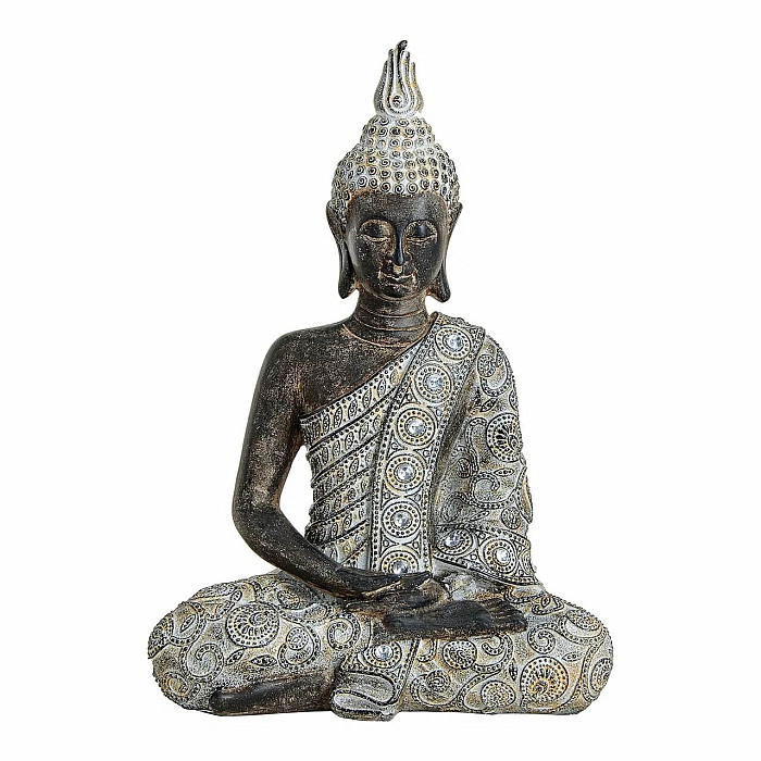 Buddha meditující thajská soška v šedém hávu 33 cm - výška cca 33 cm