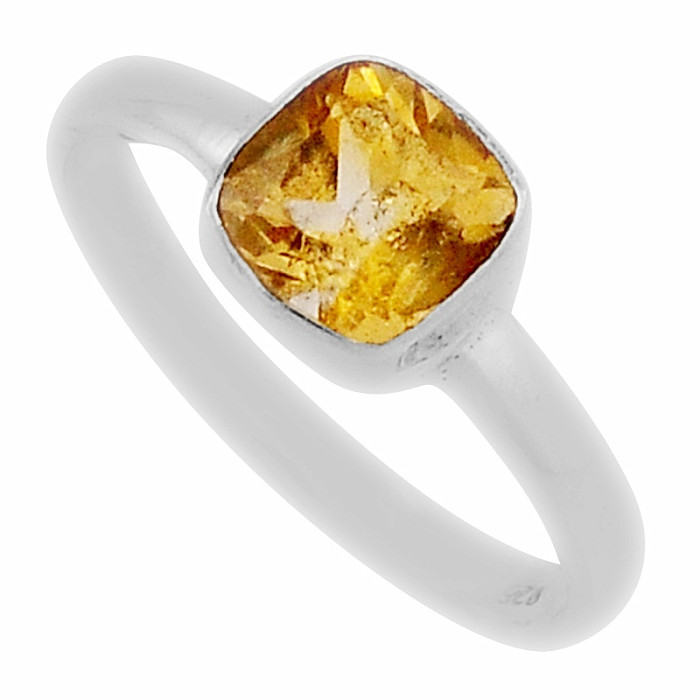Citrín broušený prsten stříbro Ag 925 37327 - 59 mm (US 9)