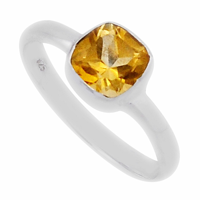 Citrín broušený prsten stříbro Ag 925 37354 - 59 mm (US 9)