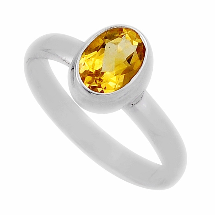 Citrín broušený prsten stříbro Ag 925 39204 - 59 mm (US 9)