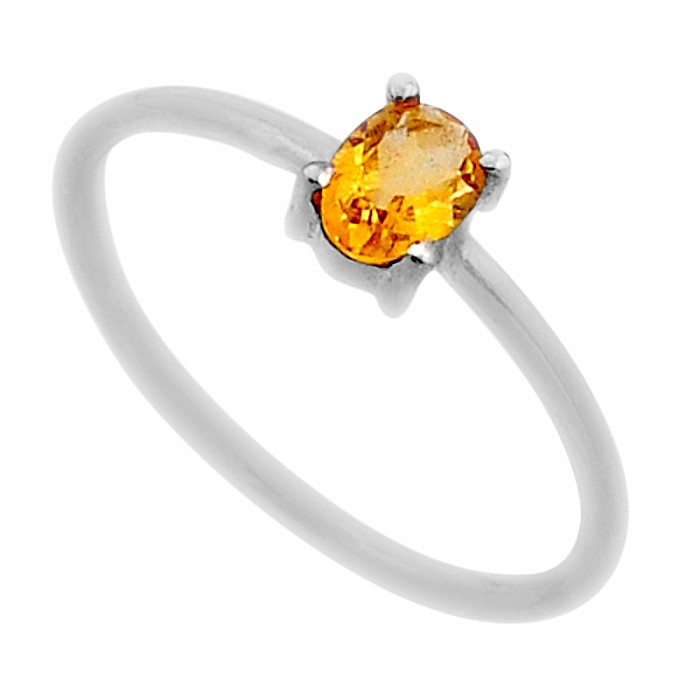 Citrín broušený prsten stříbro Ag 925 53103 - 56 mm (US 7