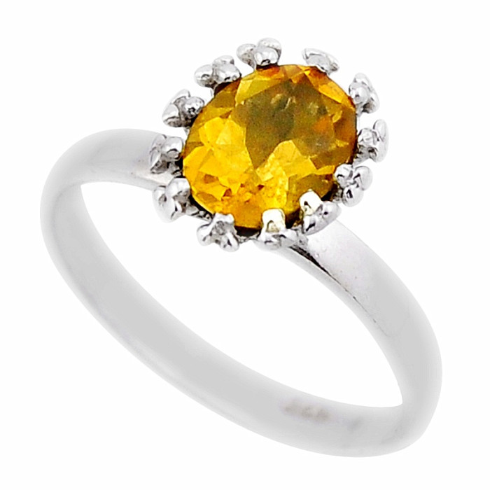 Citrín broušený prsten stříbro Ag 925 53912 - 54 mm (US 7)