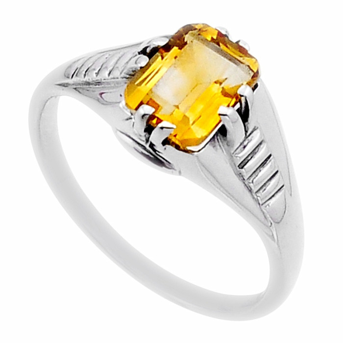 Citrín broušený prsten stříbro Ag 925 54931 - 58 mm (US 8