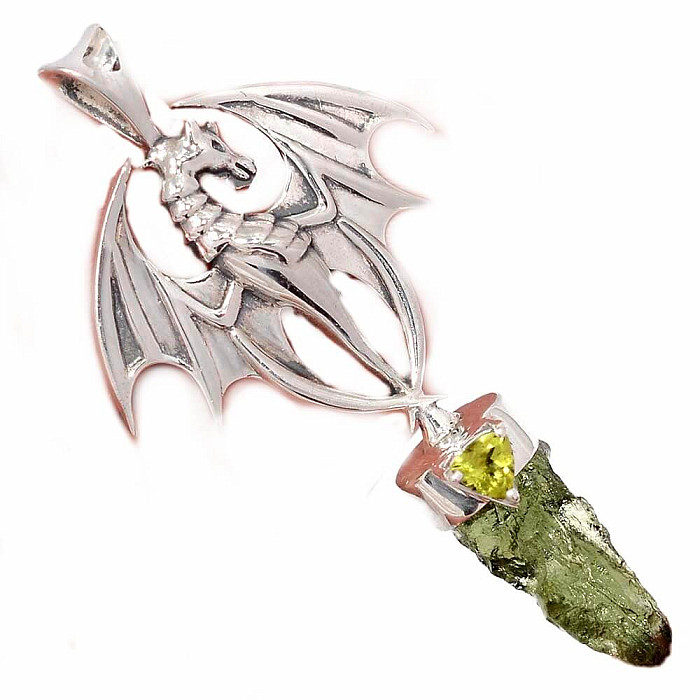 Designový přívěsek vltavín stříbro Ag 925 P2042 - 4