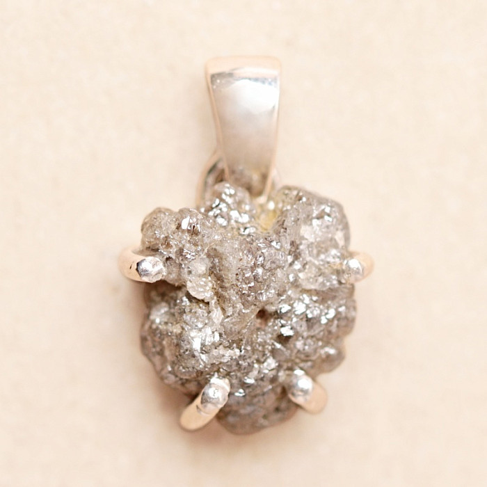 Diamant přírodní surový přívěsek stříbro Ag 925 LOT82 - 1