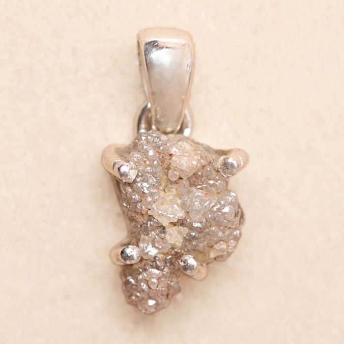 Diamant přírodní surový přívěsek stříbro Ag 925 LOT83 - 1 cm