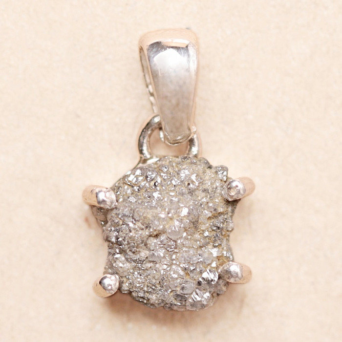 Diamant přírodní surový přívěsek stříbro Ag 925 LOT85 - 0