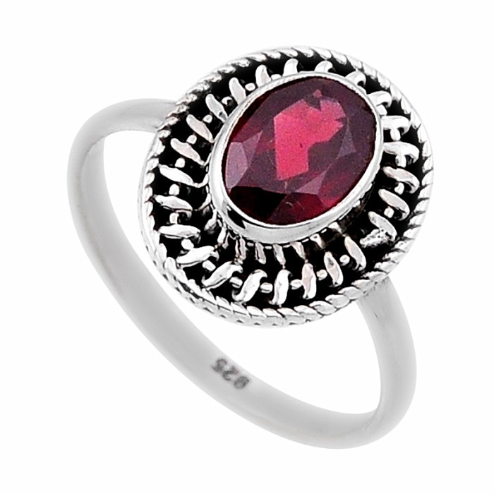 Granát broušený prsten stříbro Ag 925 47135 - 54 mm (US 7)
