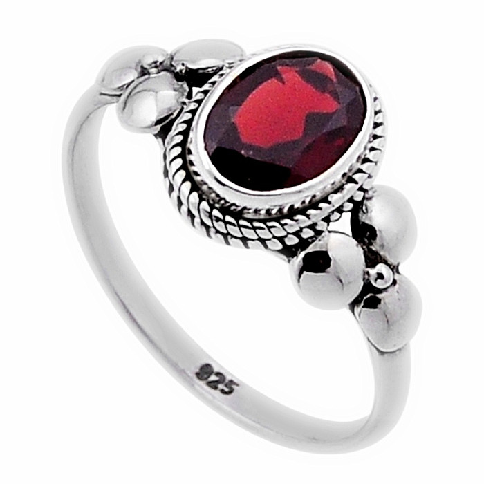 Granát broušený prsten stříbro Ag 925 47766 - 57 mm (US 8)