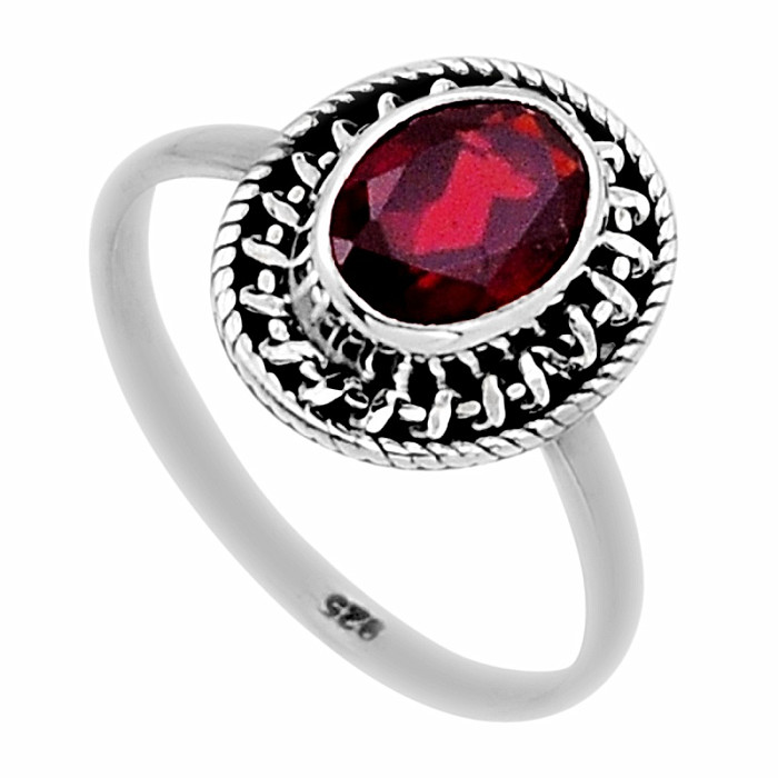 Granát broušený prsten stříbro Ag 925 52886 - 59 mm (US 9)