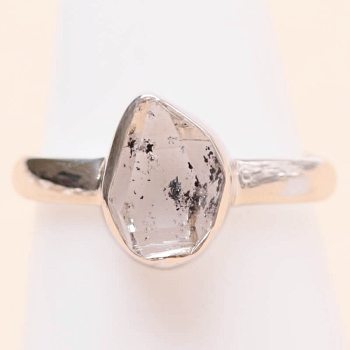 Herkimer diamant prsten stříbro Ag 925 LOT86 - 54 mm (US 7)