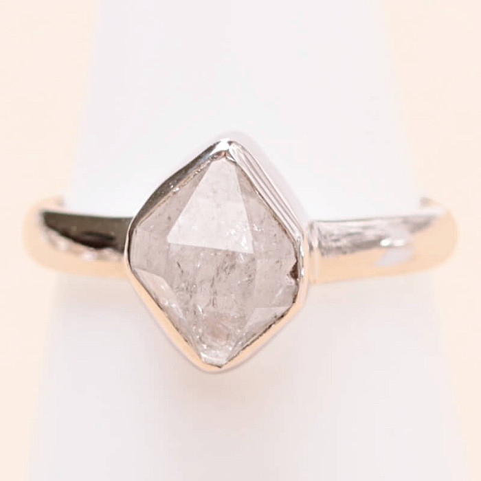 Herkimer diamant prsten stříbro Ag 925 LOT90 - 52 mm (US 6)