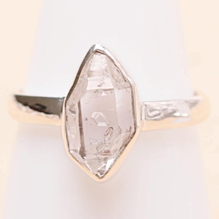 Herkimer diamant prsten stříbro Ag 925 LOT94 - 54 mm (US 7)