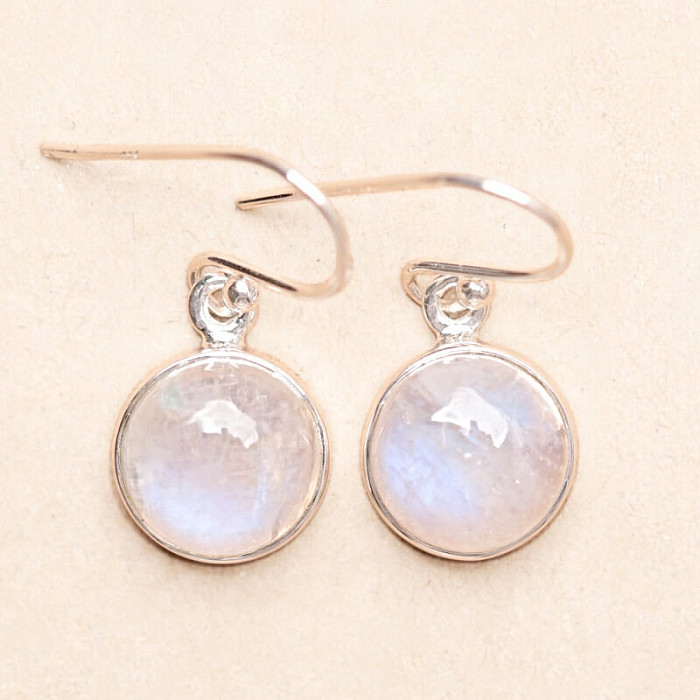 Měsíční kámen duhový náušnice stříbro Ag 925 E3388 - 0