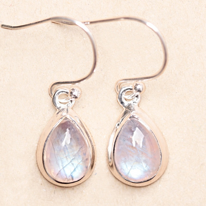 Měsíční kámen duhový náušnice stříbro Ag 925 LOT1 - 1