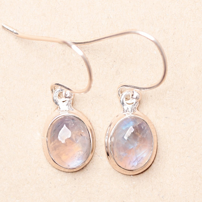 Měsíční kámen duhový náušnice stříbro Ag 925 LOT5 - 1