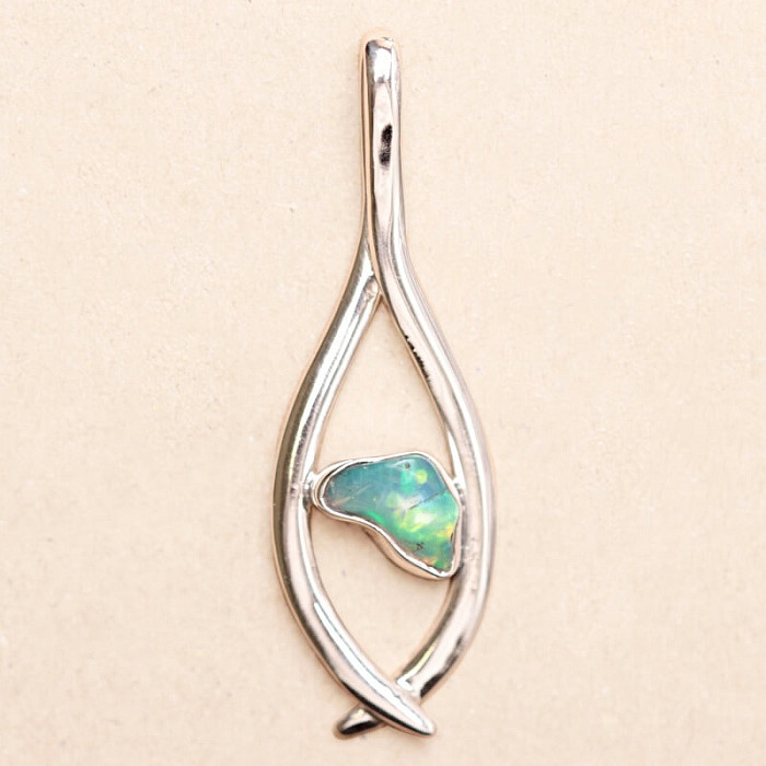 Opál etiopský surový design přívěsek stříbro Ag 925 LOT14 - 4