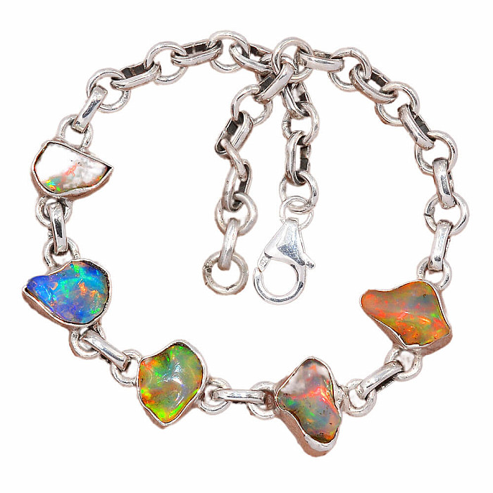 Opál etiopský surový náramek stříbro Ag 925 B36 - 16 - 20
