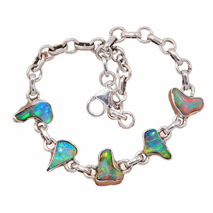 Opál etiopský surový náramek stříbro Ag 925 B65 - 15