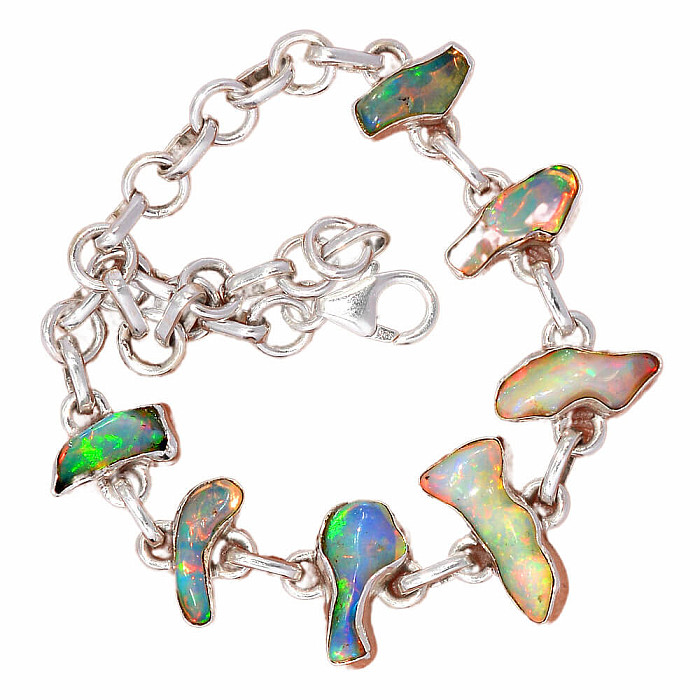 Opál etiopský surový náramek stříbro Ag 925 B76 - 15 - 20 cm