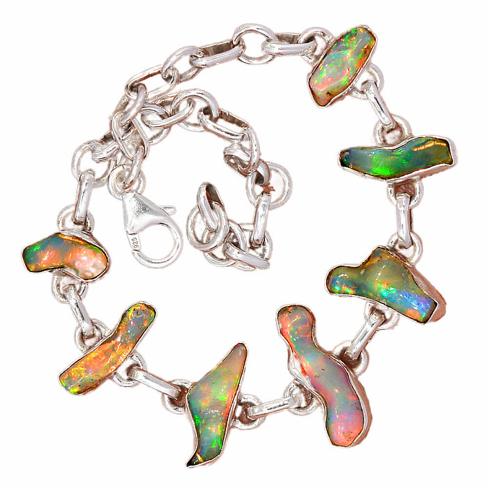 Opál etiopský surový náramek stříbro Ag 925 B79 - 15 - 20 cm