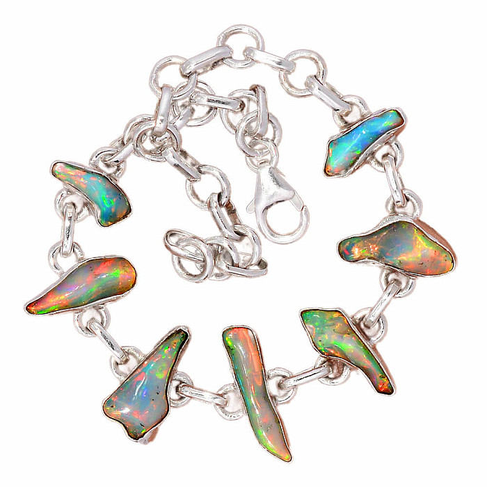 Opál etiopský surový náramek stříbro Ag 925 B84 - 15 - 20 cm