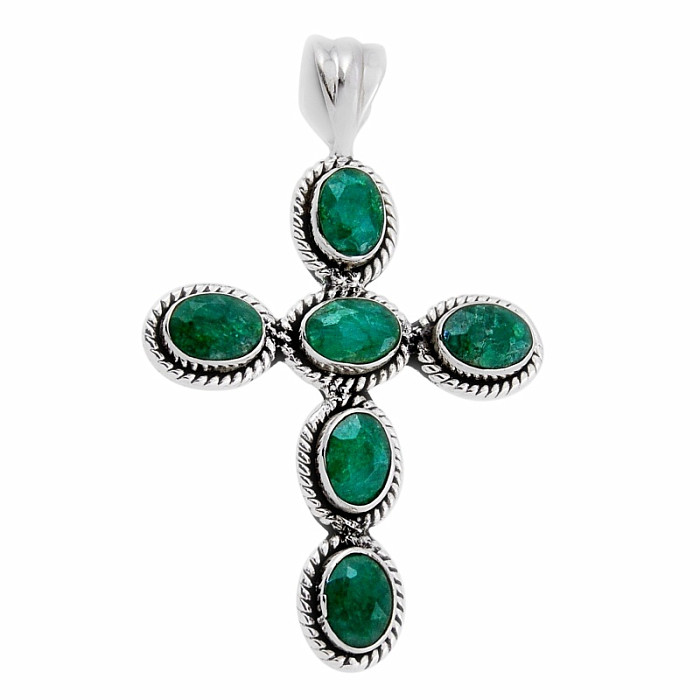 Smaragd indický - upravený přívěsek stříbro Ag 925 39012 - 3