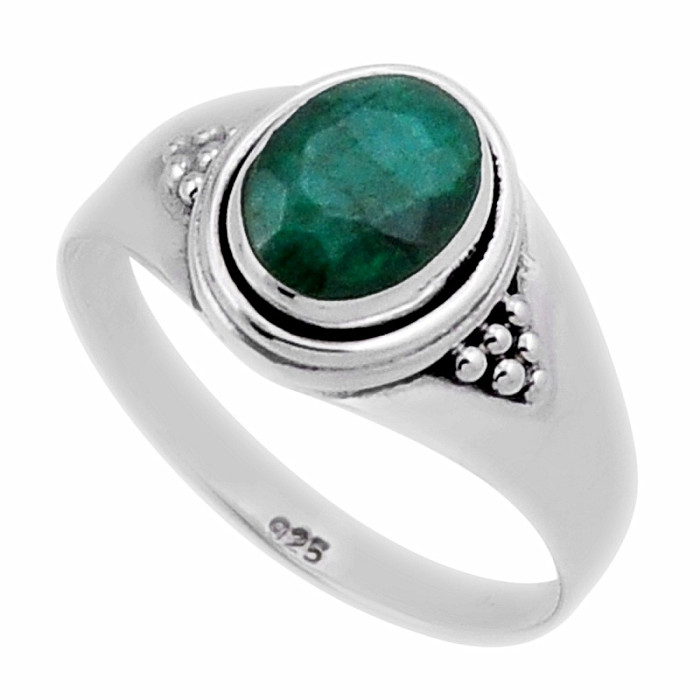 Smaragd indický - upravený prsten stříbro Ag 925 40201 - 57 mm (US 8)