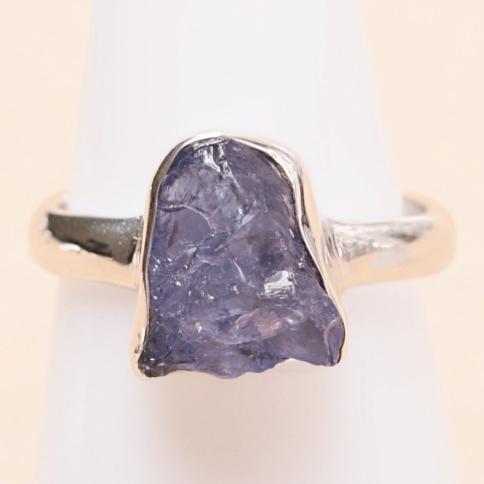 Tanzanit surový prsten stříbro Ag 925 LOT410 - 53 mm (US 6