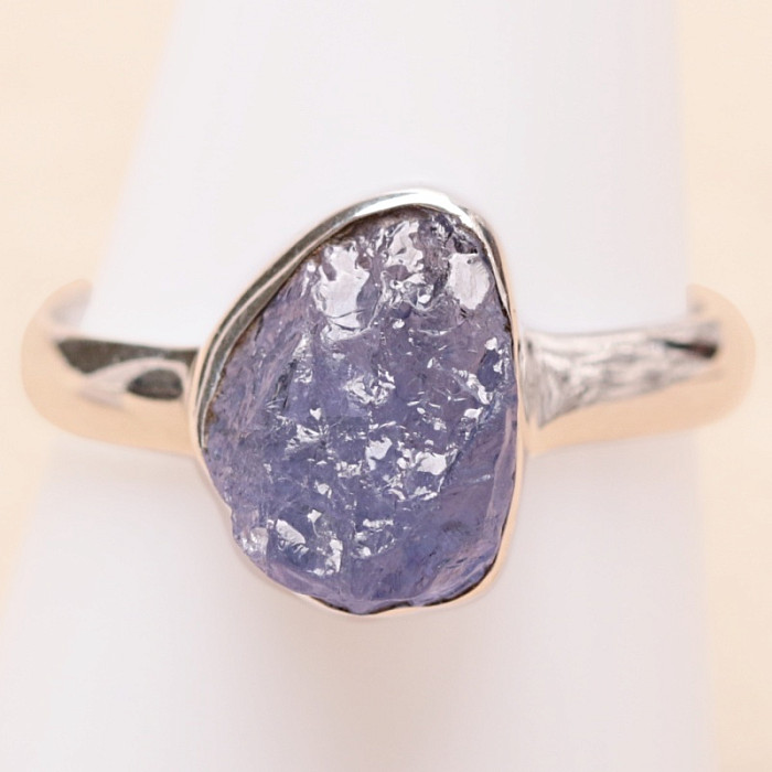 Tanzanit surový prsten stříbro Ag 925 LOT413 - 59 mm (US 9)