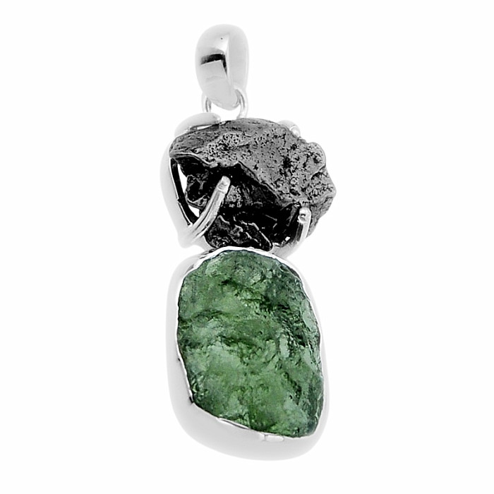 Vltavín a meteorit Campo del Cielo přívěsek stříbro Ag 925 48652 - 2