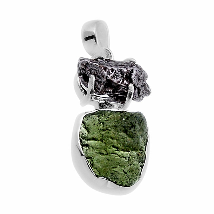 Vltavín a meteorit Campo del Cielo přívěsek stříbro Ag 925 49474 - 2