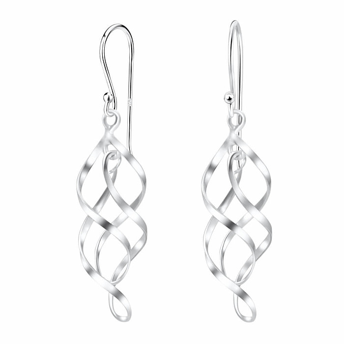 00403 Stříbrné visací náušnice SILVER SPIRAL 42 mm - 42 mm