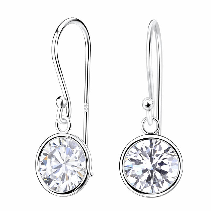 01324 Stříbrné visací náušnice 22 mm WHITE ROUND - 2