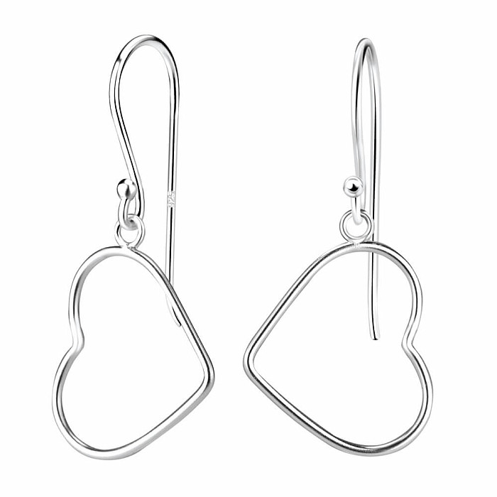 11216 Stříbrné visací náušnice SILVER HEART 26 mm - 26 mm