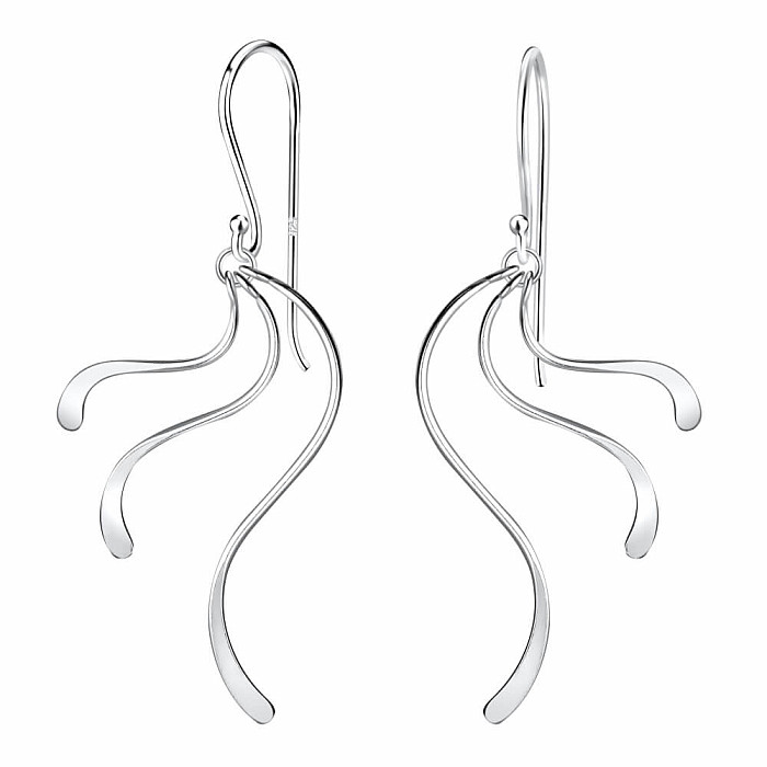 11485 Stříbrné visací náušnice WAVE 47 mm - 47 mm