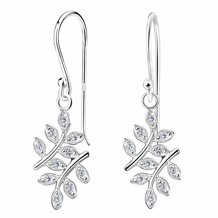 20606 Stříbrné visací náušnice 30 mm OLIVE LEAF - 3 cm