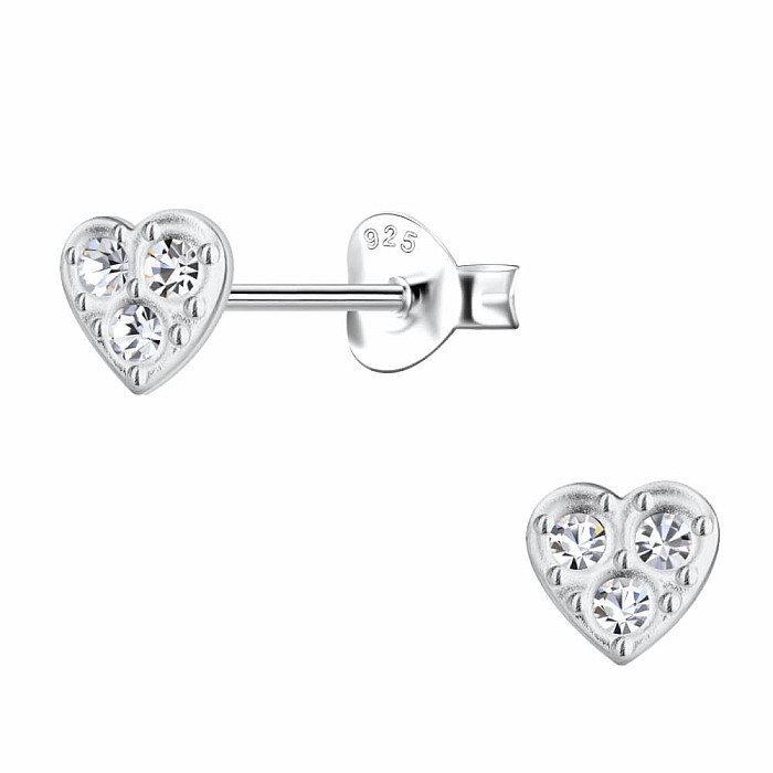 31893 Stříbrné náušnice pecky se zirkony LITTLE HEART - 5 mm