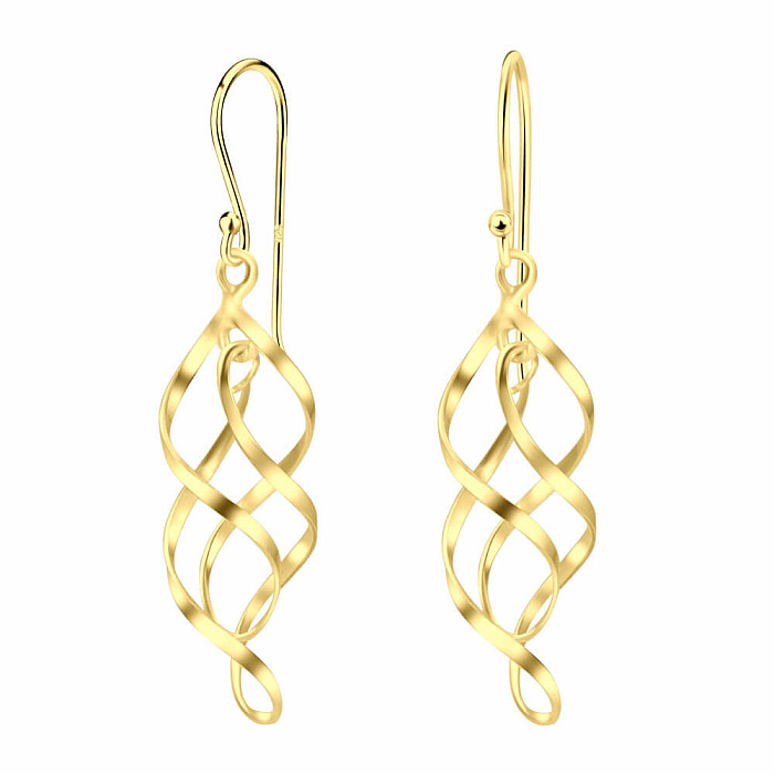32091 Stříbrné visací náušnice GOLD SPIRAL 42 mm - 42 mm