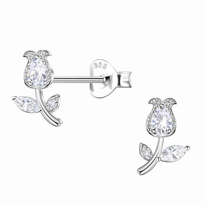 33280 Stříbrné náušnice pecky se zirkony TULIPÁN 8 mm - 8 mm