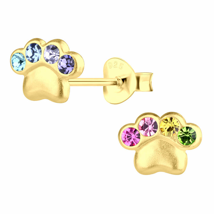 33545 Stříbrné náušnice pecky se zirkony TLAPKY - 0