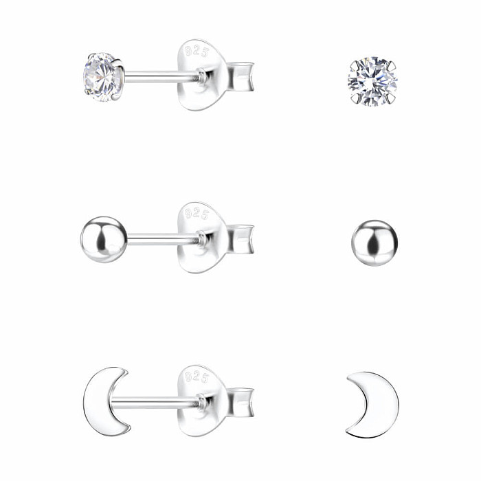 34022 Stříbrné náušnice pecky sada MOON - 0