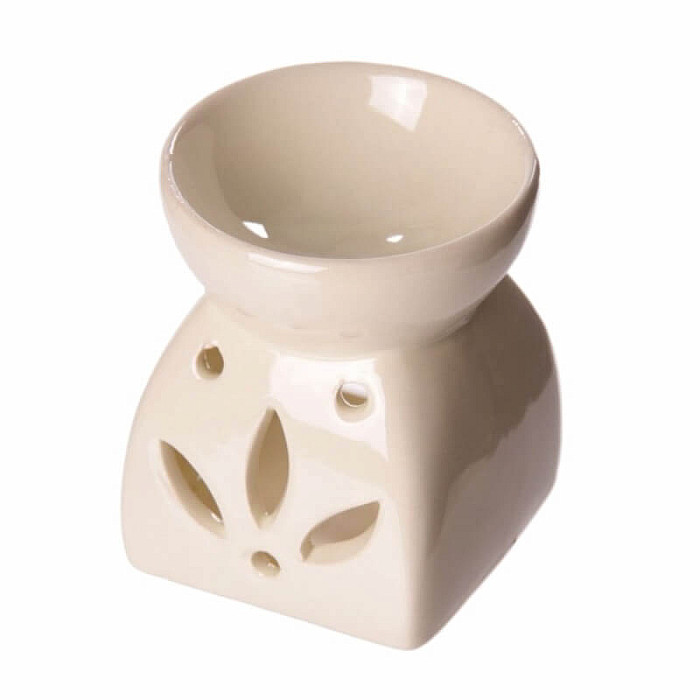 Aroma lampa keramická Bílé lístky - cca 6 x 7 cm