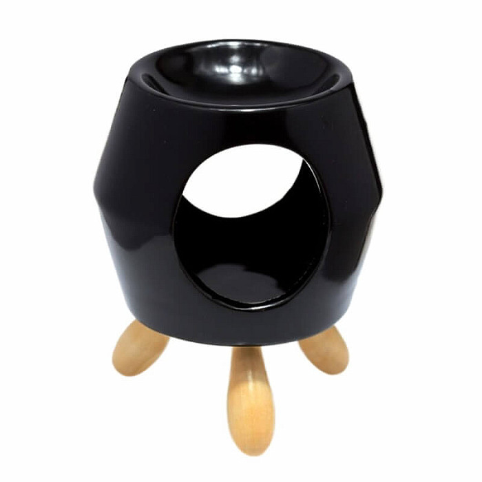 Aroma lampa keramická Černý oktagon - cca 9