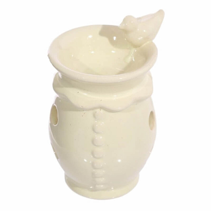 Aroma lampa keramická Krémový ptáček - cca 9 x 14 cm
