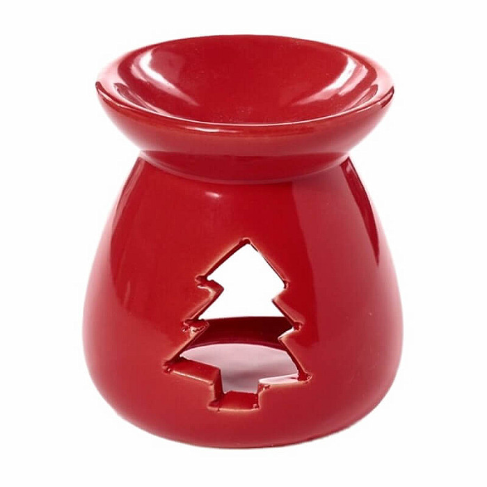 Aroma lampa keramická Vánoční stromeček červený - cca 6