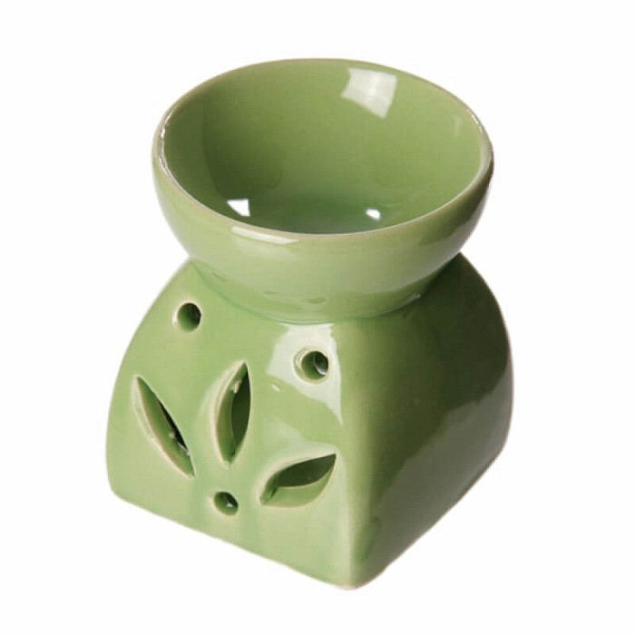 Aroma lampa keramická Zelené lístky - cca 6 x 7 cm