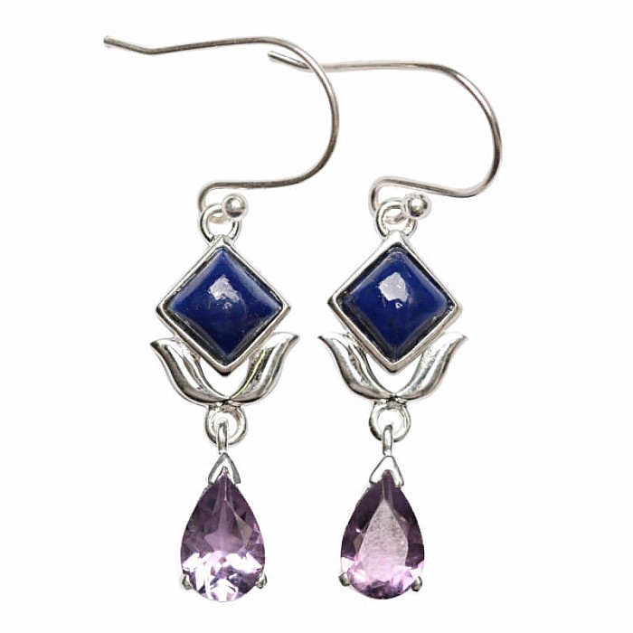 Designové náušnice Lapis Lazuli stříbro Ag 925 E234 - 2